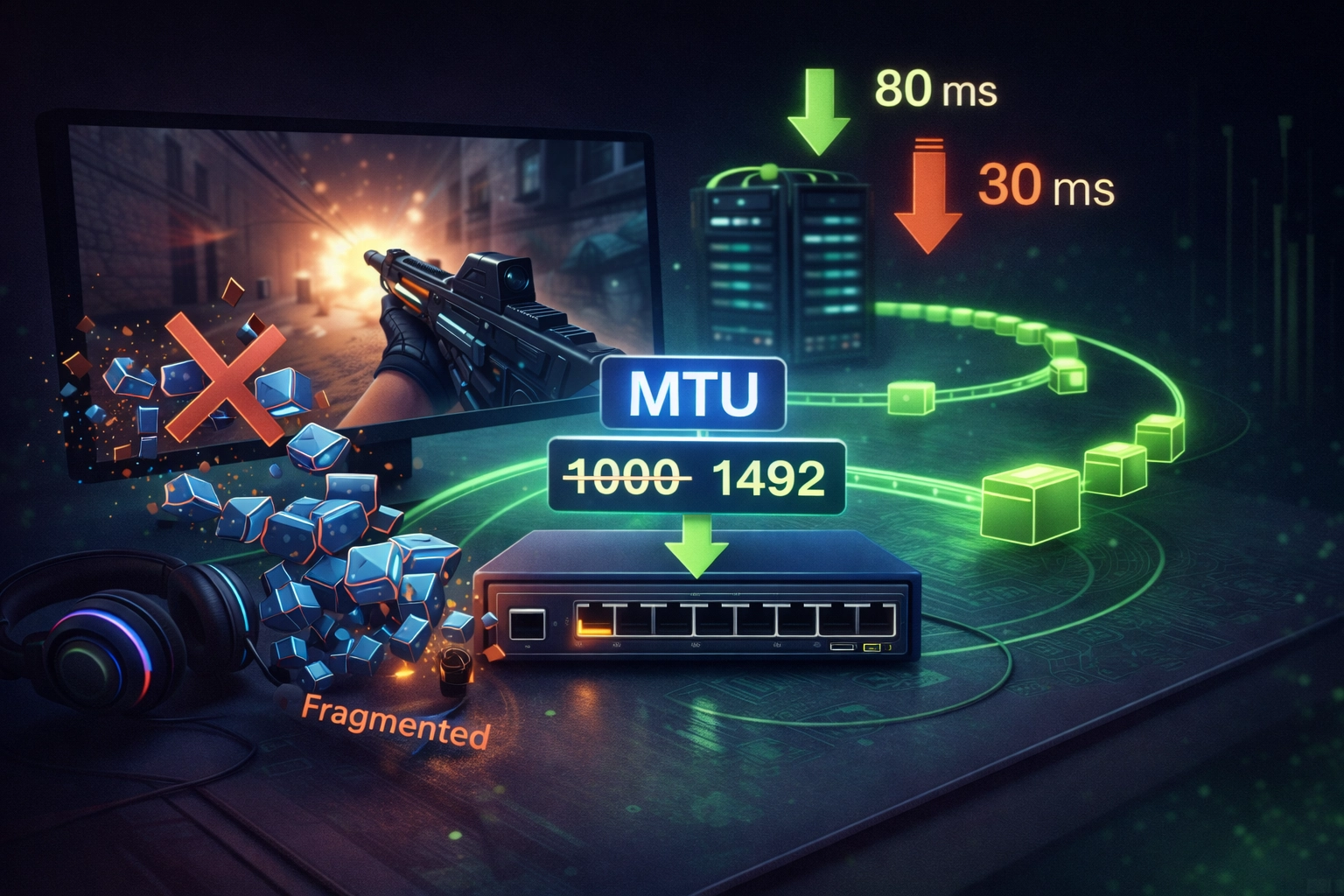 تنظیم MTU برای کاهش تأخیر و جلوگیری از Fragment شدن بسته‌ها